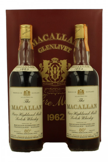 MACALLAN Pure Highland malt Scotch Whisky 1962 - Bot. in The 70's 2x75cl 80°Proof OB- Matured in Sherry wood 2 bottles with box