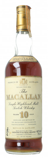 Macallan Speyside  Scotch Whisky 10 years old - Bot.70-80's 75cl 40%
