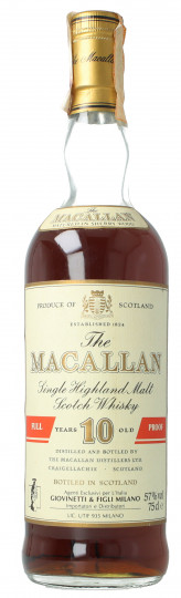 Macallan Speyside  Scotch Whisky 10 years old Bot 80's 75cl 57% OB-FULL PROOF