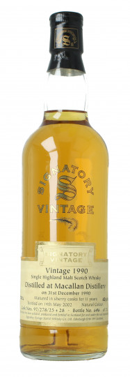 Macallan Speyside  Scotch Whisky 11 Year old 1990 2002 70cl 43% SIGNATORY- cask 97-278-25-28