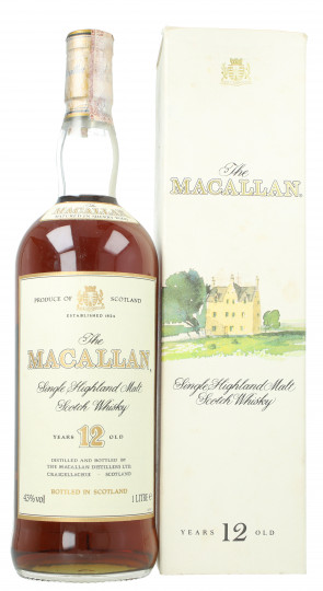 Macallan Speyside  Scotch Whisky 12  years old - Bot.80's 1 litre 43% OB-