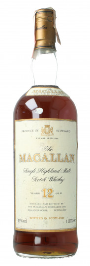 Macallan Speyside  Scotch Whisky 12  Years Old Bot 80's- 100cl 43% OB-bad label
