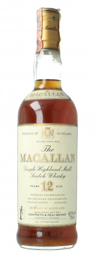 Macallan Speyside  Scotch Whisky 12 years old BOTTLED IN THE  80'S 75cl 43% OB- Giovinetti Import