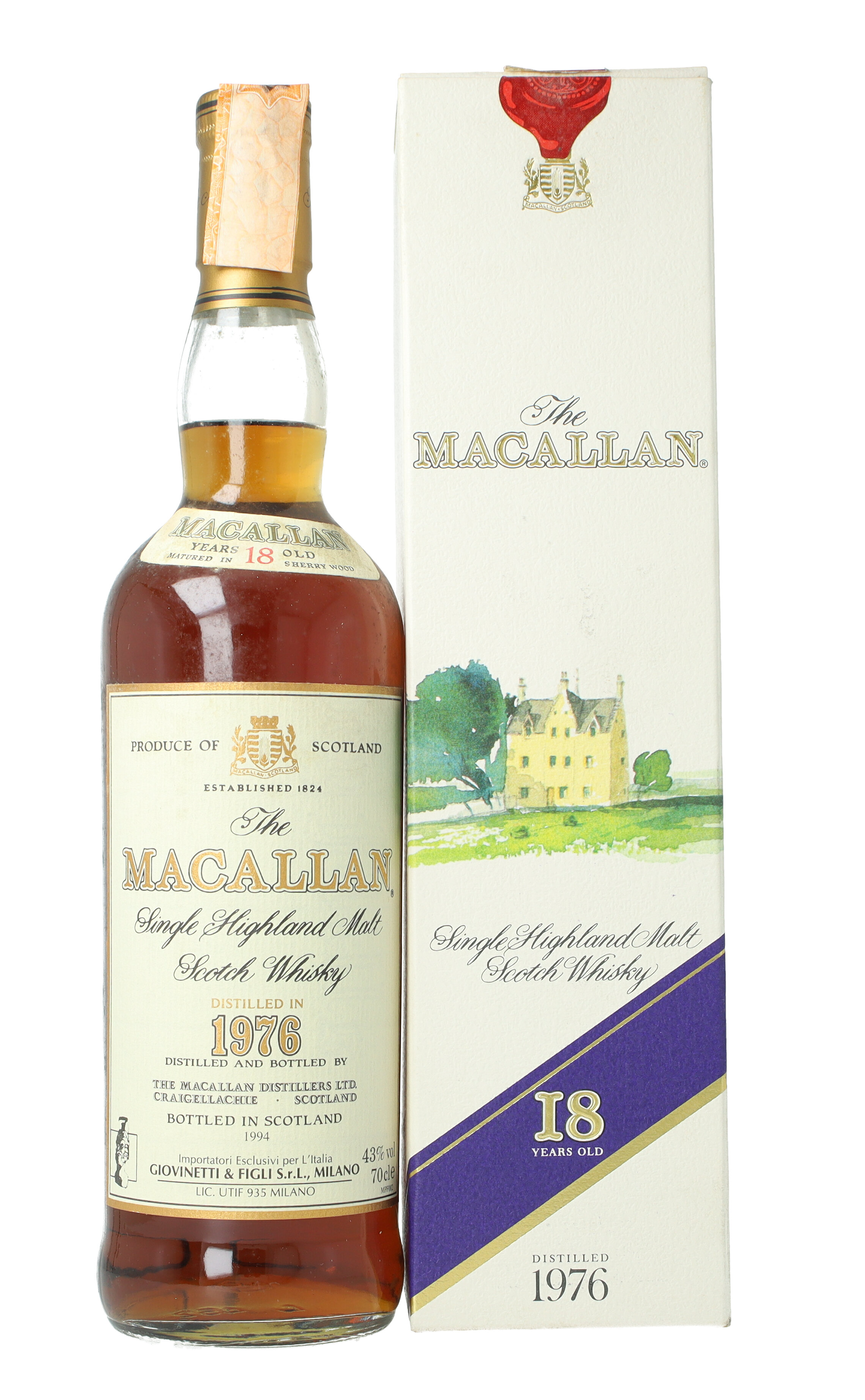 Macallan Speyside Scotch Whisky 18 Year Old 1976 1994 70cl 43