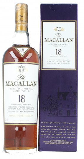 Macallan Speyside  Scotch Whisky 18 year old 1995 70cl 43% OB-magnum sherry Cask