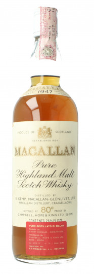 Macallan Speyside Scotch Whisky 1947 75cl 80°Proof OB- Campbell, Hope & King