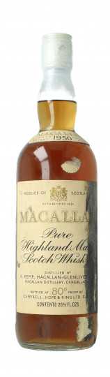 Macallan Speyside Scotch Whisky 1950 75cl 80 US-Proof OB - White label