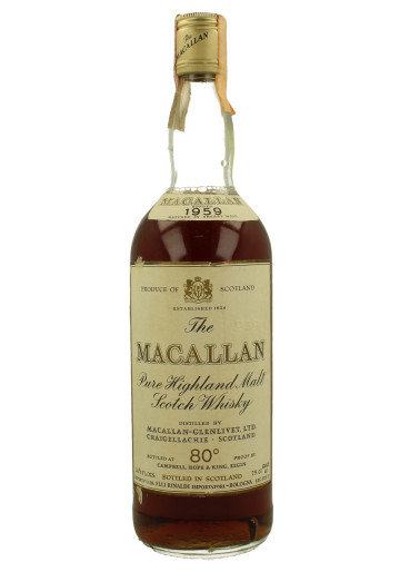 MACALLAN  Speyside Scotch Whisky 1959 26 2/3 Fl. Ozs 80°proof OB - Rinaldi Import