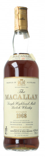 Macallan Speyside Scotch Whisky 1968 75cl 43% OB- No Box