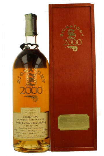 Macallan Speyside Scotch Whisky 1990 1999 150cl 43% Signatory  -Sherry Butt 10037 Millennium edition