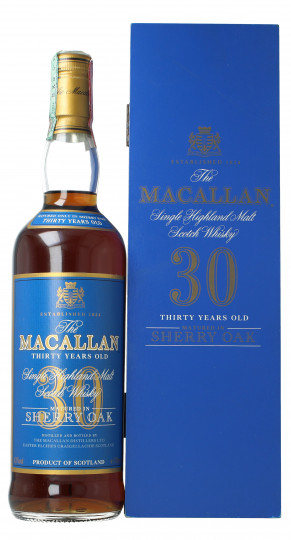 Macallan Speyside Scotch Whisky 30 Year Old 70cl 43% OB wood box Blu