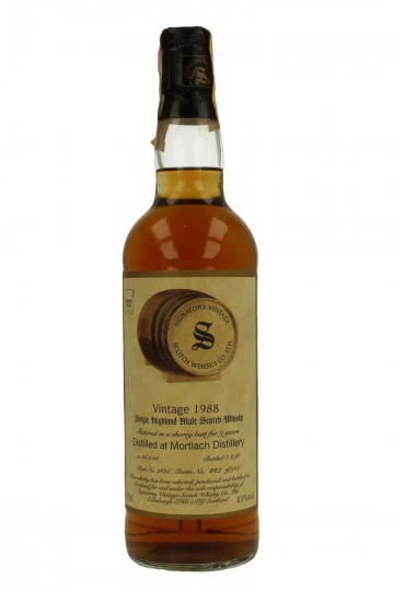 MORTLACH 9yo 1988 1998 70cl 43% Signatory butt 2626