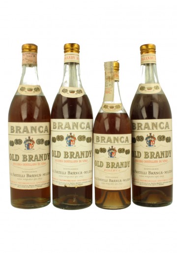OLD BRANDY  BRANCA  100CL 42% BOTTLED IN THE 50'S-60'S  SERIES OF 4 BOTTLES 3X 75CL - 1X 50CL
