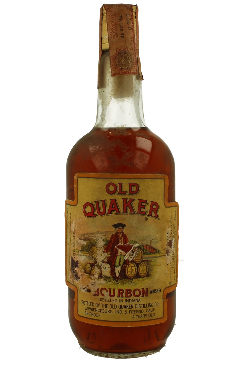 Vintage Straight Bourbon WHISKEY Old Quaker Bottle Lawrenceburg IN ...
