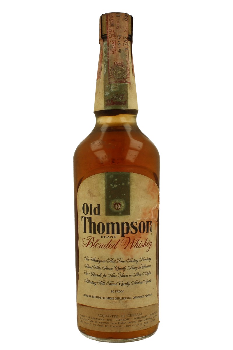 希少アンティークWHISKEY ANTIQUE JOHN B.THOMPSON Old Thompson Blended Whiskey bot 60/70's 75cl 86 US-Proof Glenmore
