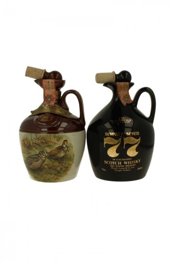 OLD whisky Ceramic decanter Bot. in the  60'S /70's 4x75cl 40%