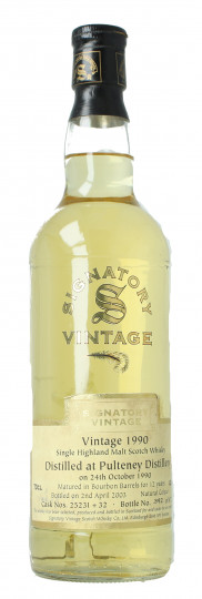 PULTNEY Highland Scotch whisky 12 years old 1990 2002 70cl 43% Signatory  - Cask 25031-32