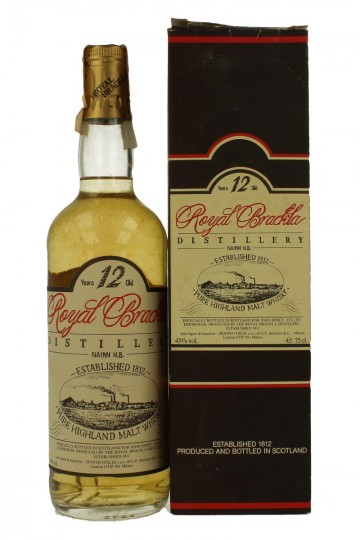 ROYAL BRACKLA 12 years old Bot in The 80's 75cl 43% . damaged box