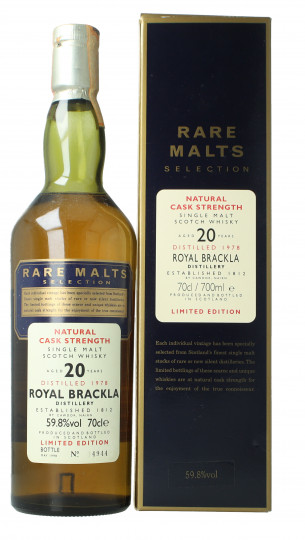 Royal Brackla Highland   Scotch Whisky 20 year old 1978 1998 70cl 59.8% OB  - Rare Malts selection