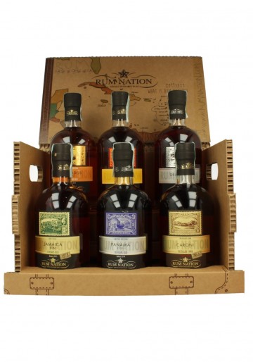 RUM NATION box 6 bottles x70cl - Trinidad 5yo, Panama solera 18yo, Jamaica 5yo, Barbados 10yo, Reunion 7yo, Guatemala Gran riserva
