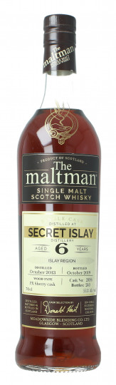 Secret Islay   Islay Scotch Whisky 6 year old 2013 2019 70cl 55.1% The Maltman -
