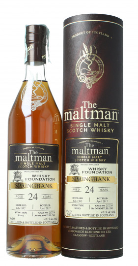 Springbank Campbeltown Scotch Whisky 24 year old 1992 2017 70cl 47.1% The Maltman -cask 212214