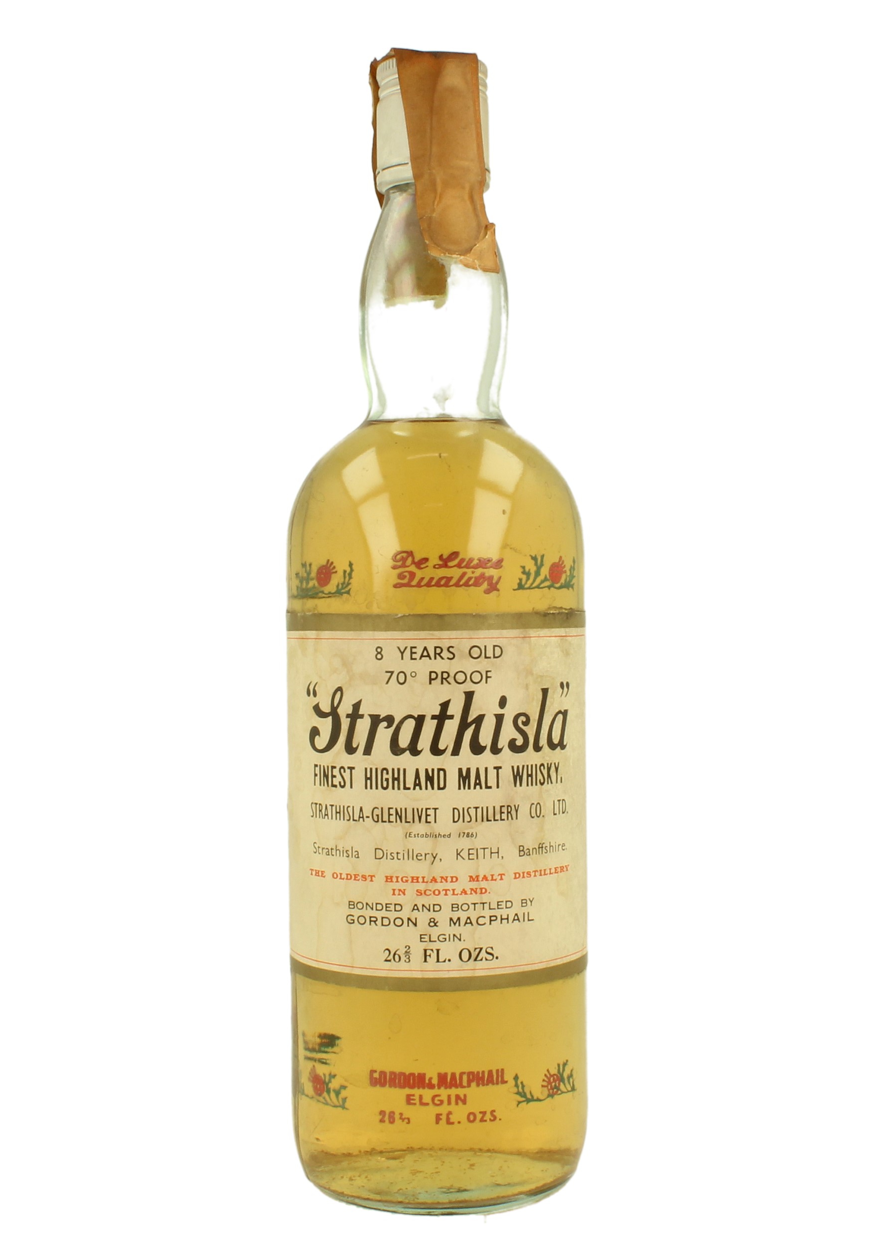 STRATHISLA 8yo Bot.70's 26-2/3 Fl.Ozs 70°proof Gordon MacPhail