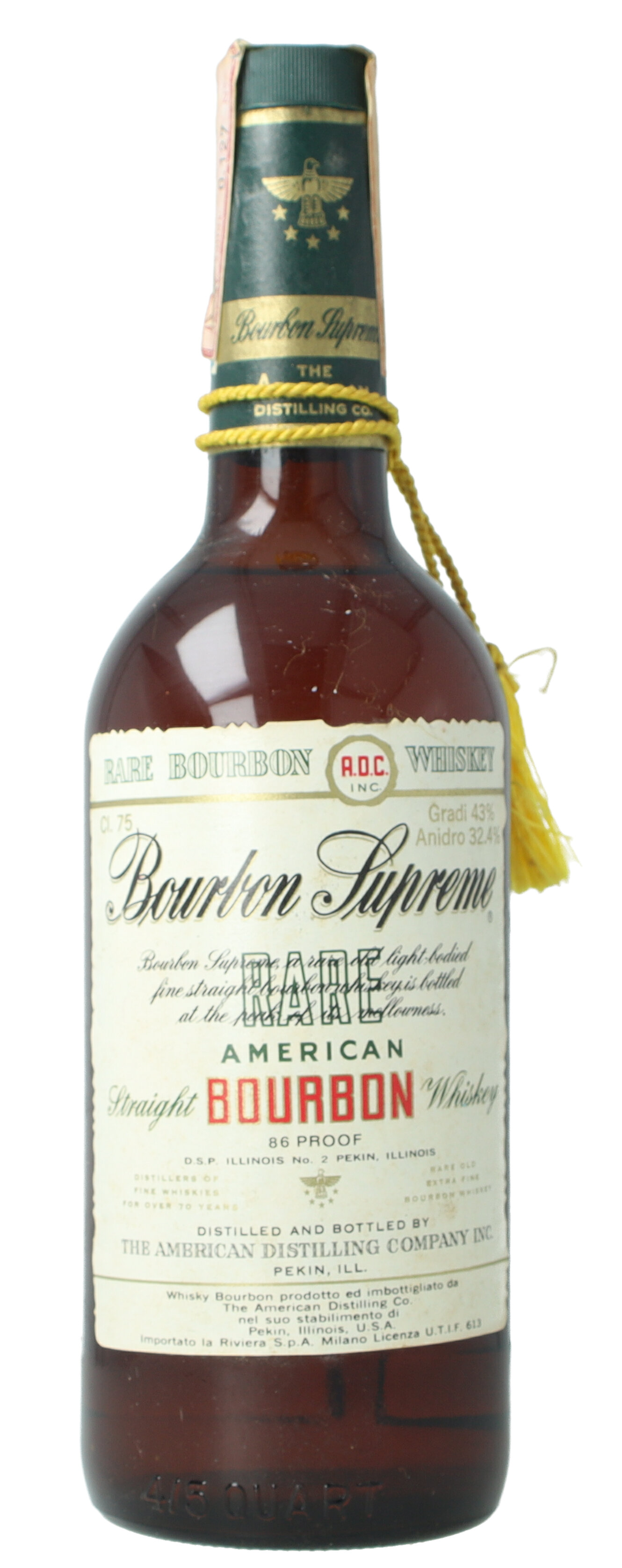 Supreme Bourbon Whiskey bot 60/70's 75cl 86 US-Proof THE AMERICAN