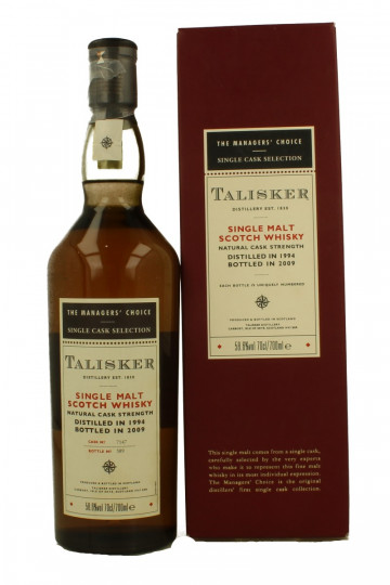 Talisker Single malt  Scotch Whisky 1984 2009 70cl 58.6% OB- Cask 7147 The manager's Choice