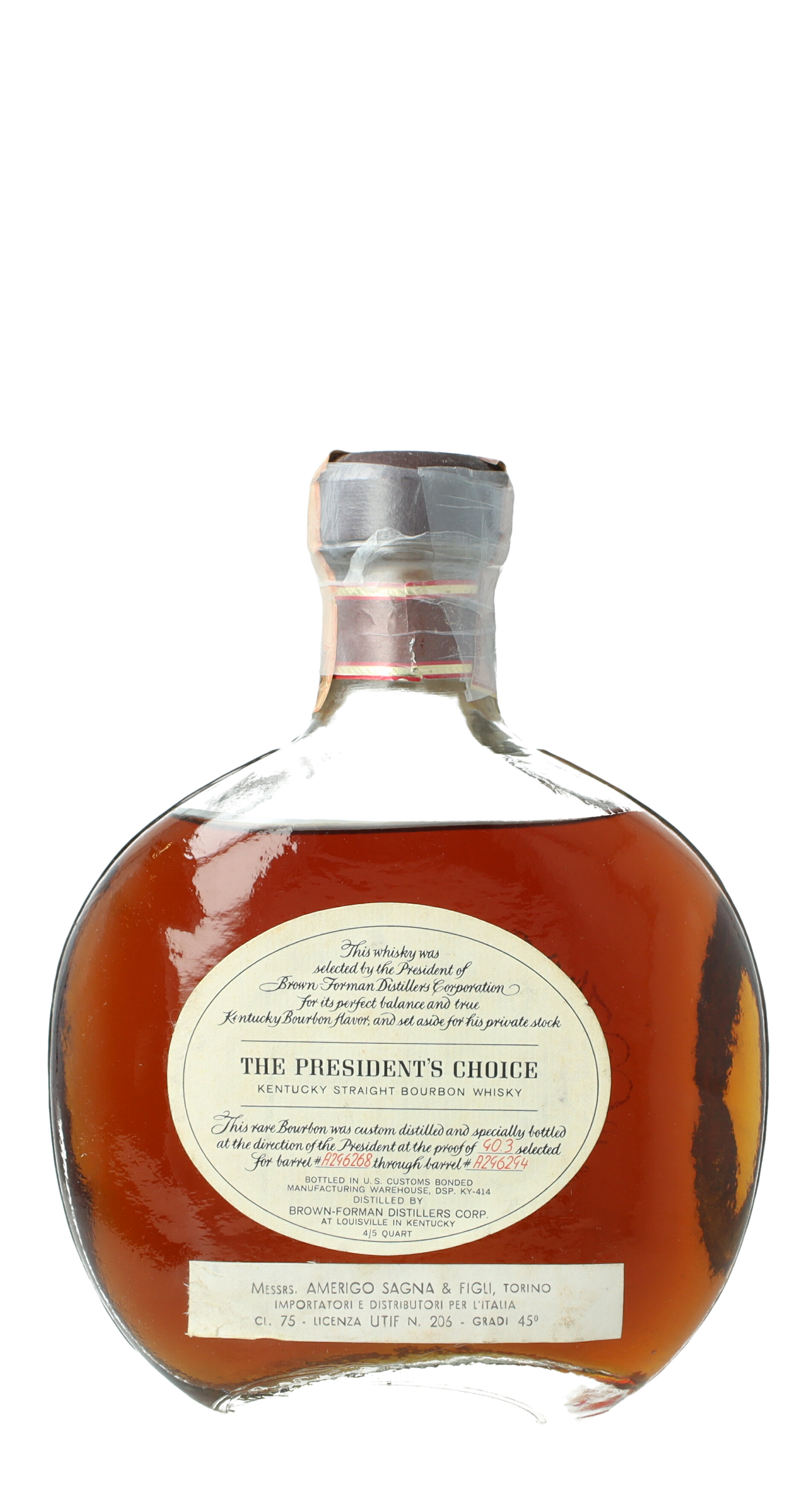 The President Choice Straight Bourbon Whiskey - Bot.60's or 70's