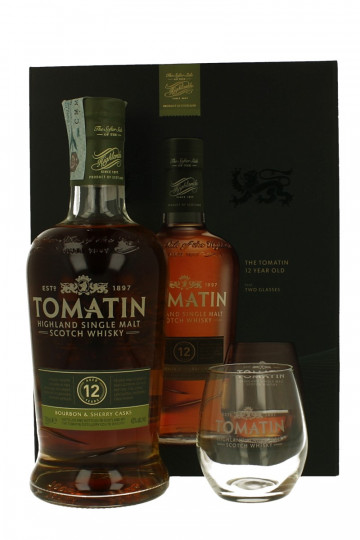 TOMATIN 12 Years Old 70cl 43% OB- Gift Pack with 2 Glasses