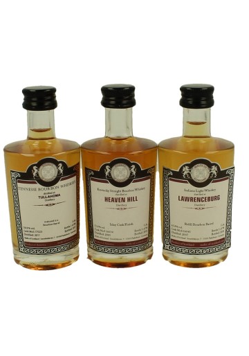 TULLAHOMA-HEAVEN HILL-LAWRENCEBURG  miniature 2001-2007-2011 3x 5cl  Malts of Scotland Cask 17023-16034-16043