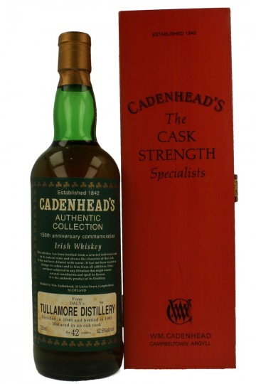 TULLAMORE Distillery 42yo 1948 1991 75cl 62.6% Cadenhead's -Authentic Collection 150th Anniversary Irish Whiskey