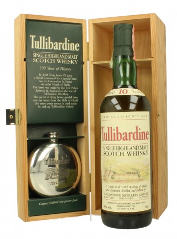 TULLIBARDINE 10yo Bot.90's 40% OB - with whisky Flask