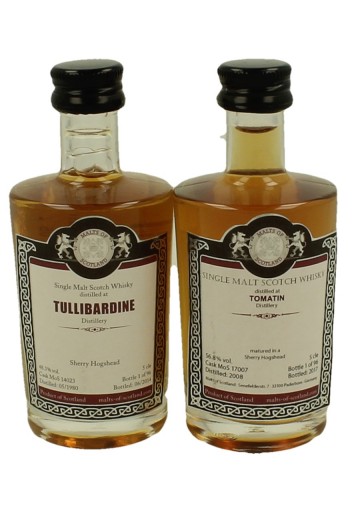 TULLIBARDINE -TOMATIN  miniature 1980-2008 2 x 5cl  Malts of Scotland Cask 14023-17007