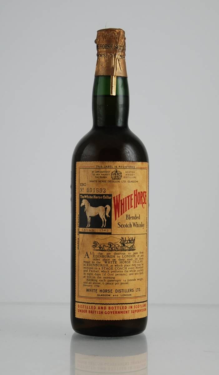 WHITE HORSE Spring Cap Bot.60's 75cl 43 Blended Products Whisky Antique, Whisky & Spirits