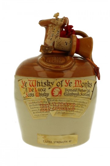 YE WHISKY OF YE MONKS BOTTLED IN THE 60'S /70'S 100cl 43% OLD CERAMIC